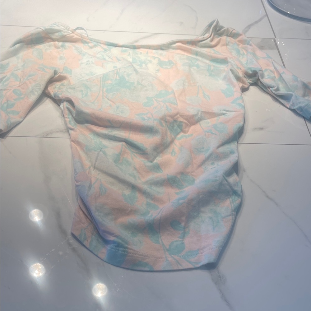 Guess Pastel Floral Long Sleeve Top - Pink & Mint